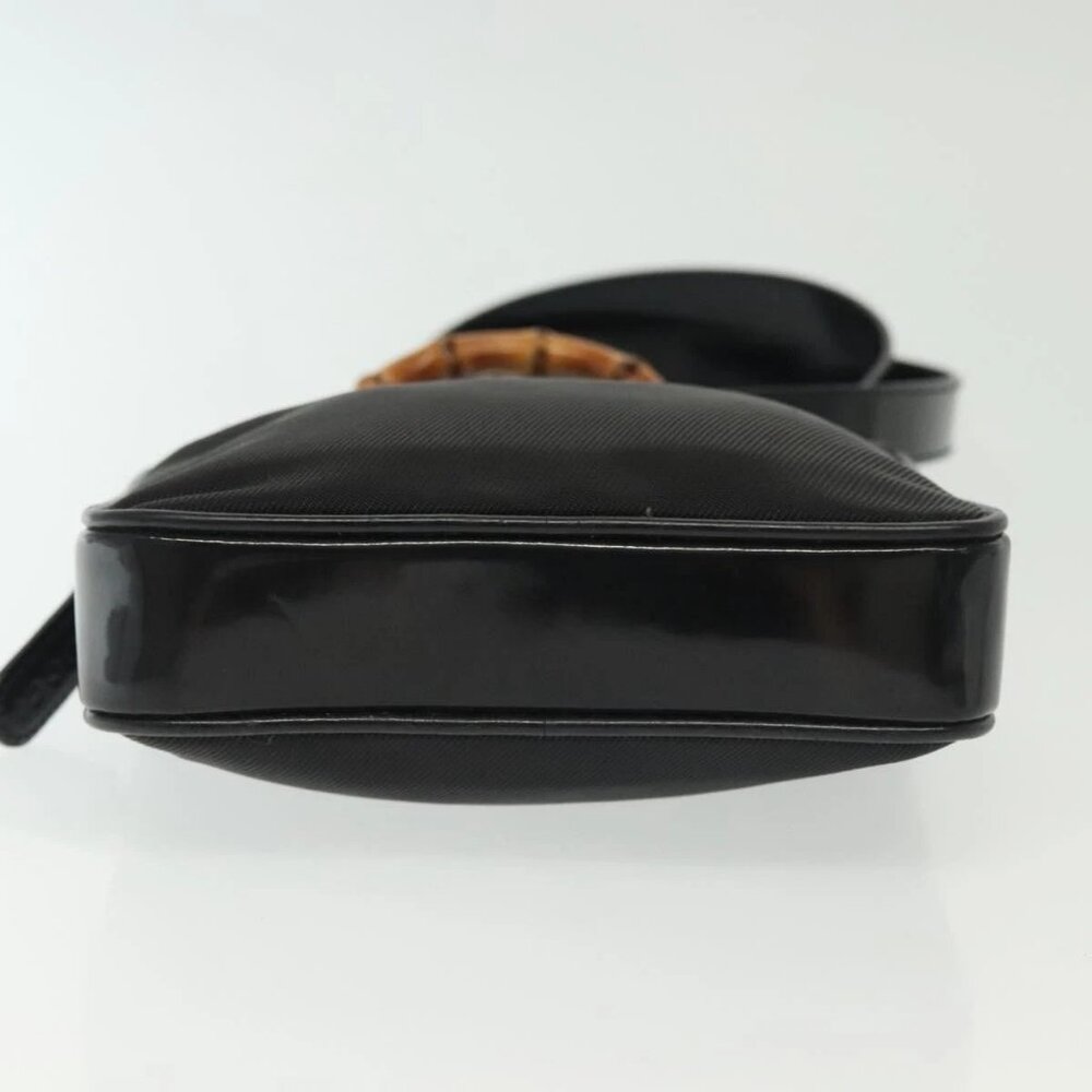 GUCCI Bamboo Hand Bag Nylon 2way Black Silver 007 2040 0275 Auth 141697 - Picture 7 of 16